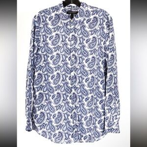 Banana Republic Women’s Shirt Large Petite Blue White Paisley Dillon Shirt